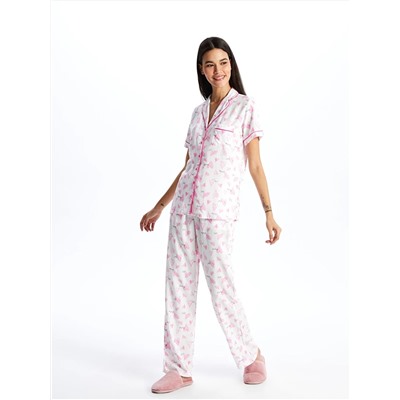 LC Waikiki Gömlek Yaka Desenli Kısa Kollu Kadın Pijama Takım, LCW DREAM                                            
                                            Gömlek Yaka Desenli Kısa Kollu Kadın Pijama Takım