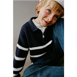STRIPED SWEATER WITH ZIP