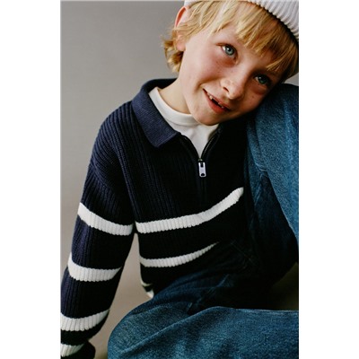 STRIPED SWEATER WITH ZIP