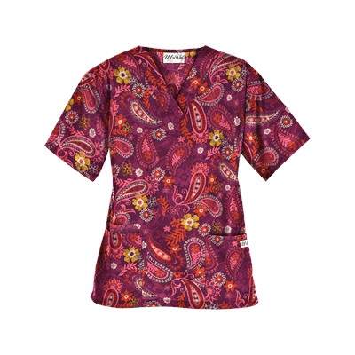 UA Tibetan Tease Wine Print Scrub Top
