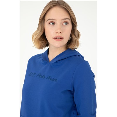 Kadın Saks Kapüşonlu Sweatshirt