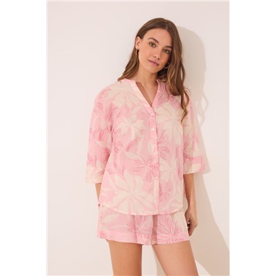Pijama camisero voile 100% algodón print floral