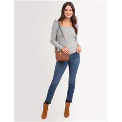 LONG SLEEVE SQUARE NECK RIBBED TOP