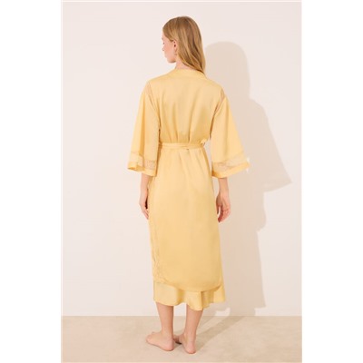 Bata larga tejido chifón amarillo