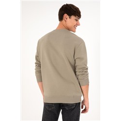 Erkek Açık Haki Basic Sweatshirt
