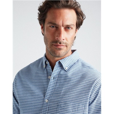 Plaid Oxford Shirt, Men, Blue