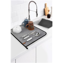 HAMUR Microfiber Bulasik Kurutma Mati Kurulama Bezi Kurutma Örtüsü Tezgah Üstü Gri E50MF08524M