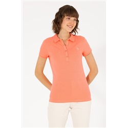 Kadın Somon Basic Polo Yaka Tişört
