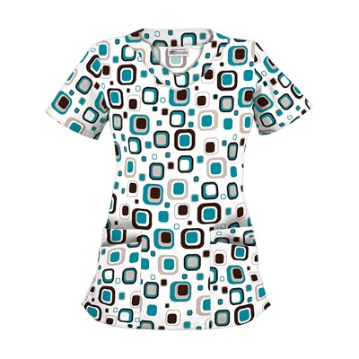 UA Funky Geo Teal Scallop Neck Top