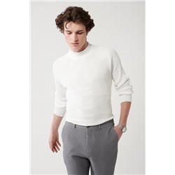 Avva Erkek Ekru Yüksek Bisiklet Yaka Kamuflaj Desenli Rayon Standart Fit Normal Kesim Triko Kazak A32y504 A32Y5046