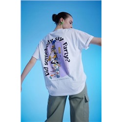 Defacto Coool Warner Bros 100.yıl Oversize Fit Baskılı Kısa Kollu %100 Pamuk Tişört A2847AX23SM