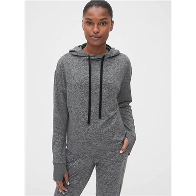 GapFit Open-Back Hoodie in Brushed Tech Jersey