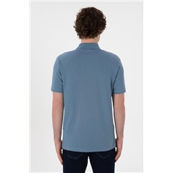 Erkek Regular Fit Polo Yaka Koyu Mavi Basic Tişört