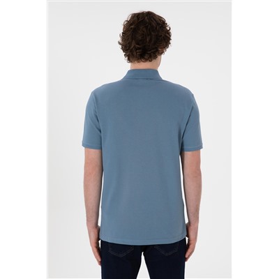 Erkek Regular Fit Polo Yaka Koyu Mavi Basic Tişört