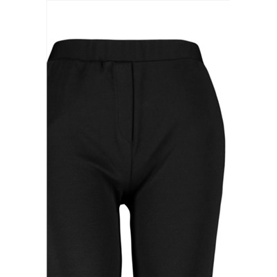 Siyah Straight Fit Yüksek Bel Krep Örme Büyük Beden Pantolon TBBAW24AR00008