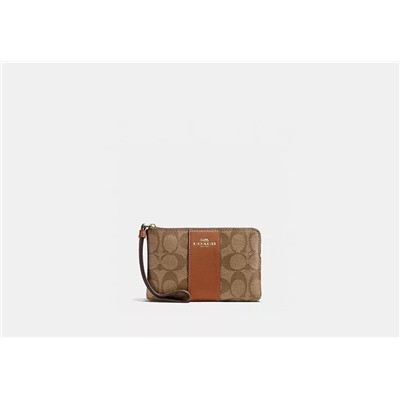 Corner Zip Wristlet In Signature Canvas