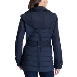 MICHAEL Michael Kors Belted Mixed Media Raincoat