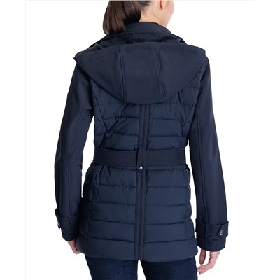 MICHAEL Michael Kors Belted Mixed Media Raincoat