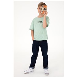 Erkek Çocuk Su Yeşili Comfort Basic Bisiklet Yaka Tişört