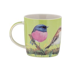 Кружка, 370 мл, фарфор P, зеленая, Малиновка, Bird Talk, 61136