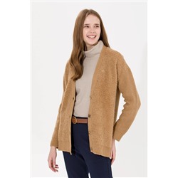 Kadın Camel Melanj Triko Hırka