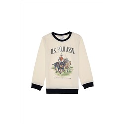 Erkek Çocuk Krem Bisiklet Yaka Sweatshirt