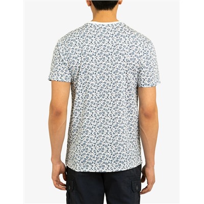 FLORAL PRINTED CREW NECK T-SHIRT WITH POCKET
