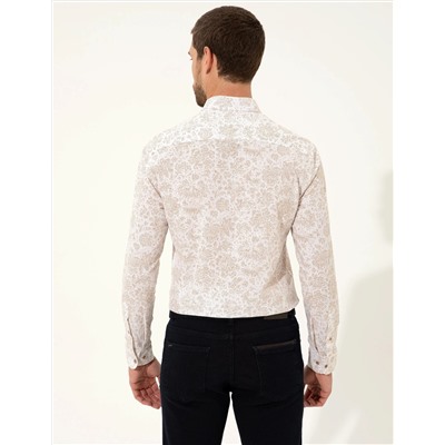 Açık Kahverengi Slim Fit Uzun Kollu Gömlek