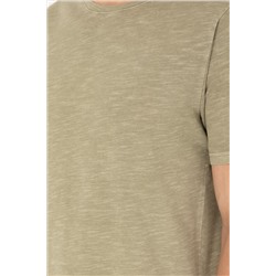 Erkek Regular Fit Bisiklet Yaka Haki Basic Tişört