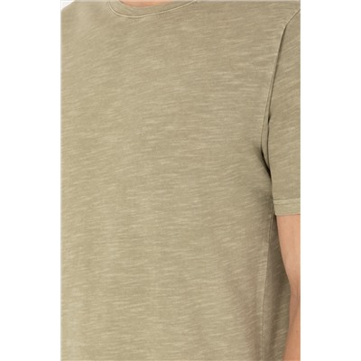 Erkek Regular Fit Bisiklet Yaka Haki Basic Tişört