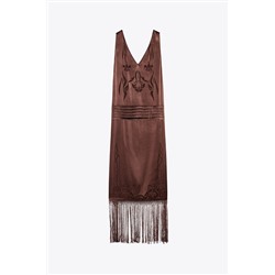 EMBROIDERED FRINGED DRESS ZW COLLECTION