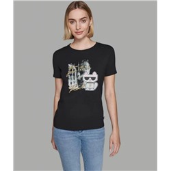 Хлопковая футболка с принтом мультяшного кота KARL LAGERFEL*D ОРИГИНАЛ!