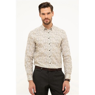 Pierre Cardin Bej Slim Fit Gömlek G021SZ004.000.858028