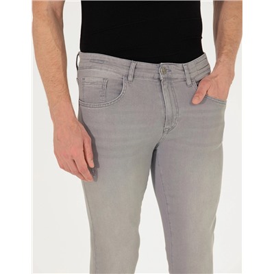 Açık Gri Slim Fit Jean Pantolon