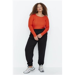 Trendyol Curve Siyah Loose Jogger İnce Örme Paçası Lastikli Eşofman Altı TBBAW23AJ00002