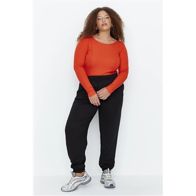 Trendyol Curve Siyah Loose Jogger İnce Örme Paçası Lastikli Eşofman Altı TBBAW23AJ00002