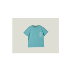United Colors of BenettonErkek Çocuk Su Yeşili Cep Detaylı T-Shirt Mavi