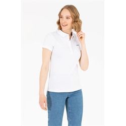 Kadın Beyaz Basic Polo Yaka Tişört