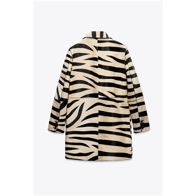 ANIMAL PRINT LEATHER COAT ZW COLLECTION