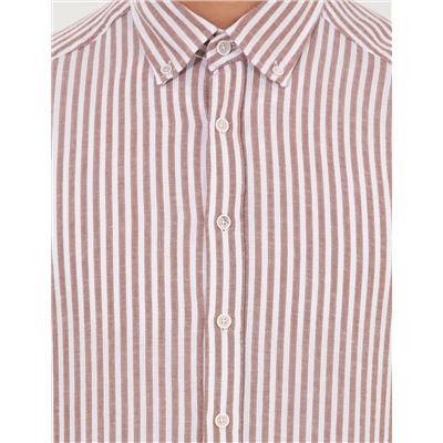 Kahverengi Regular Fit Uzun Kollu Gömlek