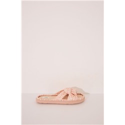 Zapatillas casa pala nudo rafia naranja melocotón