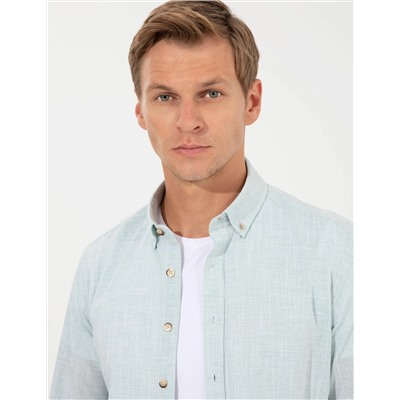 Yeşil Slim Fit Uzun Kollu Gömlek