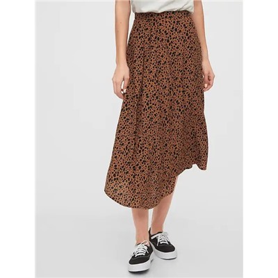 Dipped Hem Midi Skirt