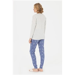 Kadın Gri Melanj Pijama Takımı