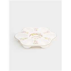 Блюдо для яиц, 21 см, 6 отд, фарфор P, белое, Кролики и цветы, Happy Easter