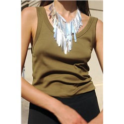 MERCERISED THREAD RIBBED T-SHIRT