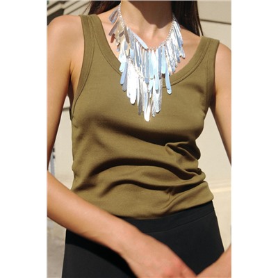 MERCERISED THREAD RIBBED T-SHIRT