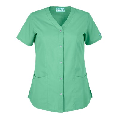 Butter-Soft Scrubs by UA™ Rhinestone Button Front Y-Neck Top