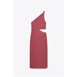 ASYMMETRIC MIDI DRESS WITH APPLIQUÉ