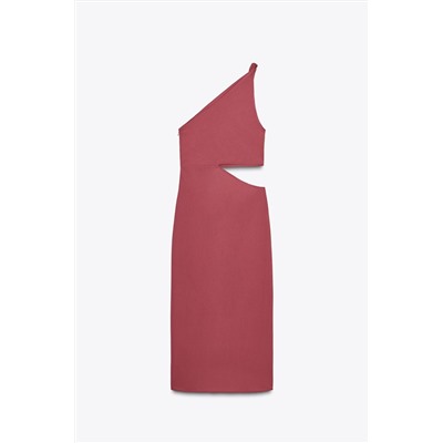 ASYMMETRIC MIDI DRESS WITH APPLIQUÉ